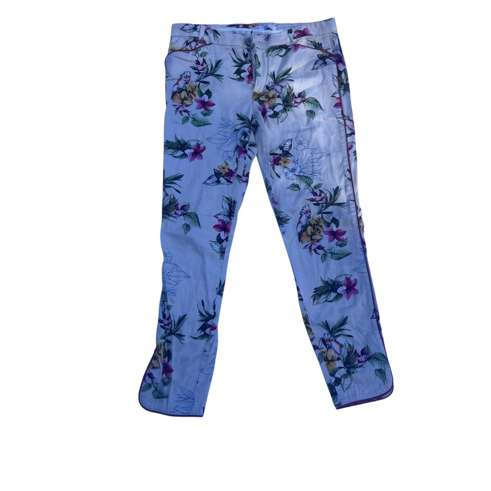 ZARA Trafaluc Floral Print Pants Womens US 8 EUR‎ 40 Tropical Slim Fit